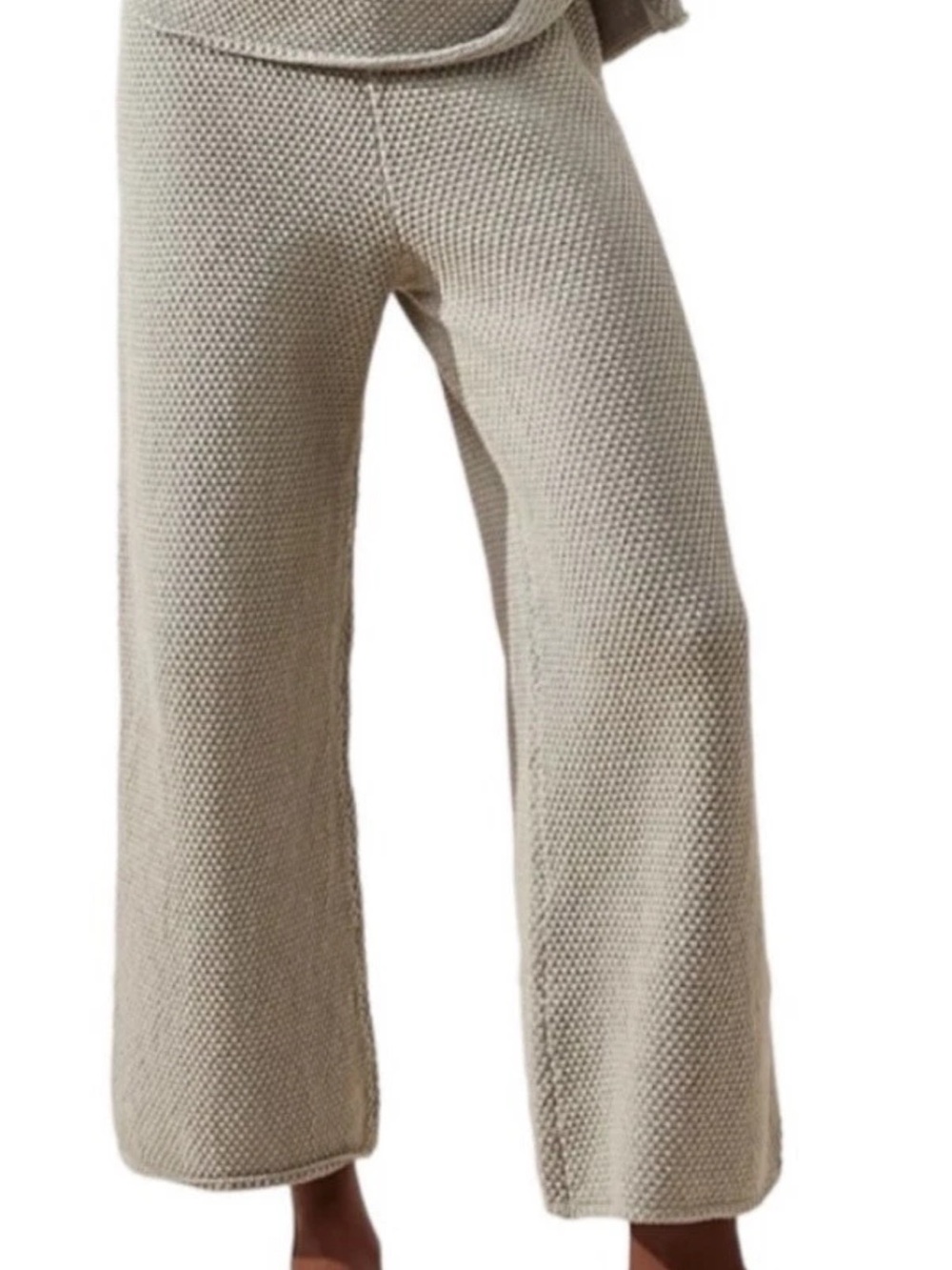 Free People Beach Hailee Sweater Pants Waffle Knit Cropped Wide Flare Leg